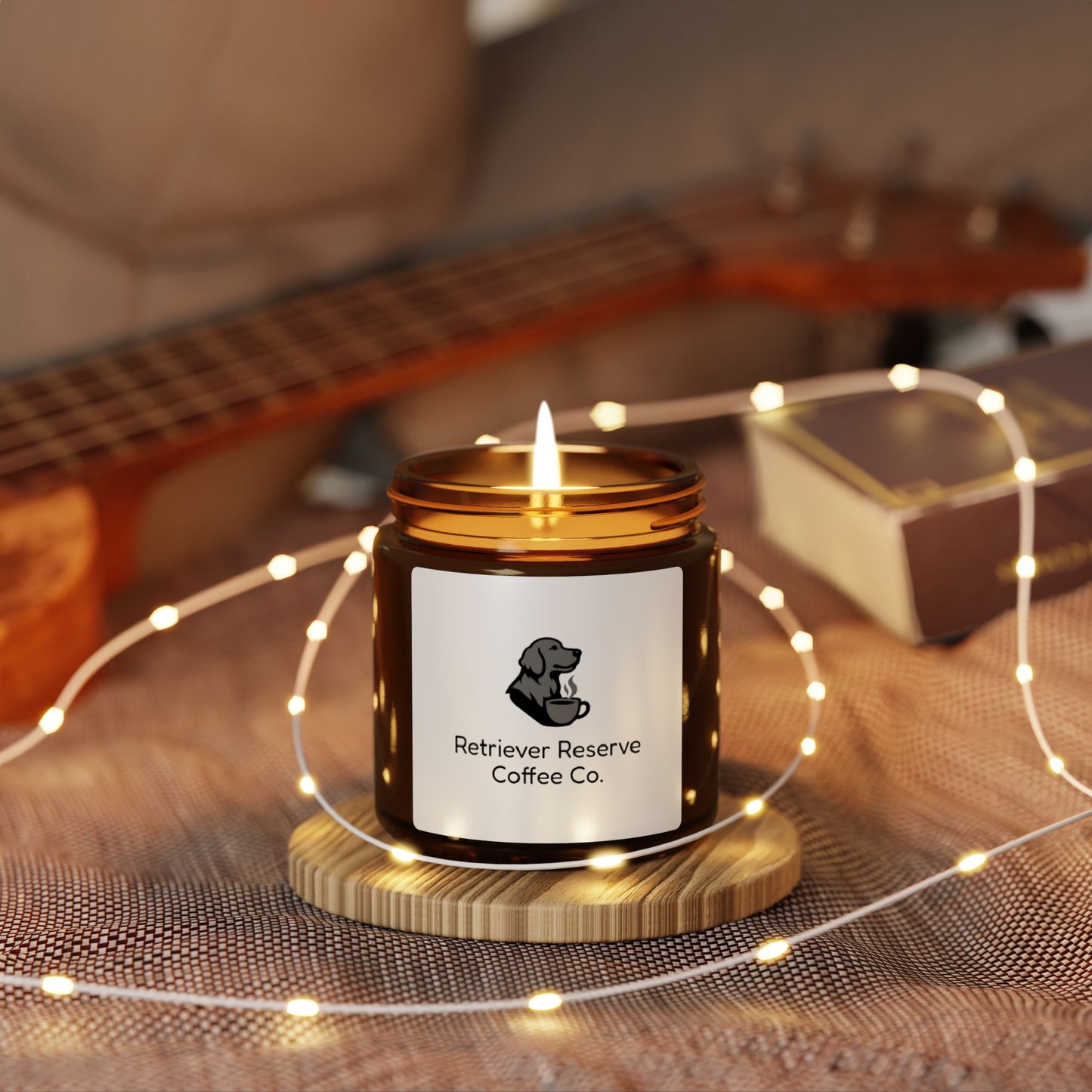 Scented Soy Candle - Cozy Home Decor, Relaxation Gift, Eco-Friendly Amber Jar, Aromatherapy, Dog Lover Decor